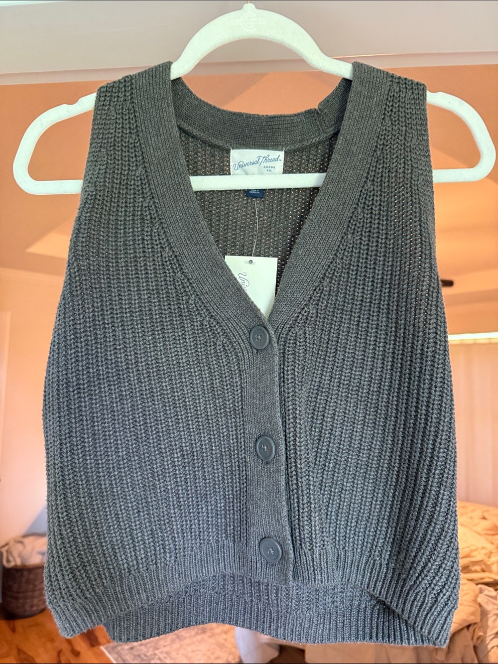 Universal Thread Brown V-Neck Button-Front Sweater Vest
